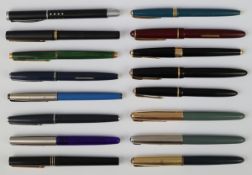 A collection of pens to include Parker Frontier fountain pen together with Parker propelling pencil
