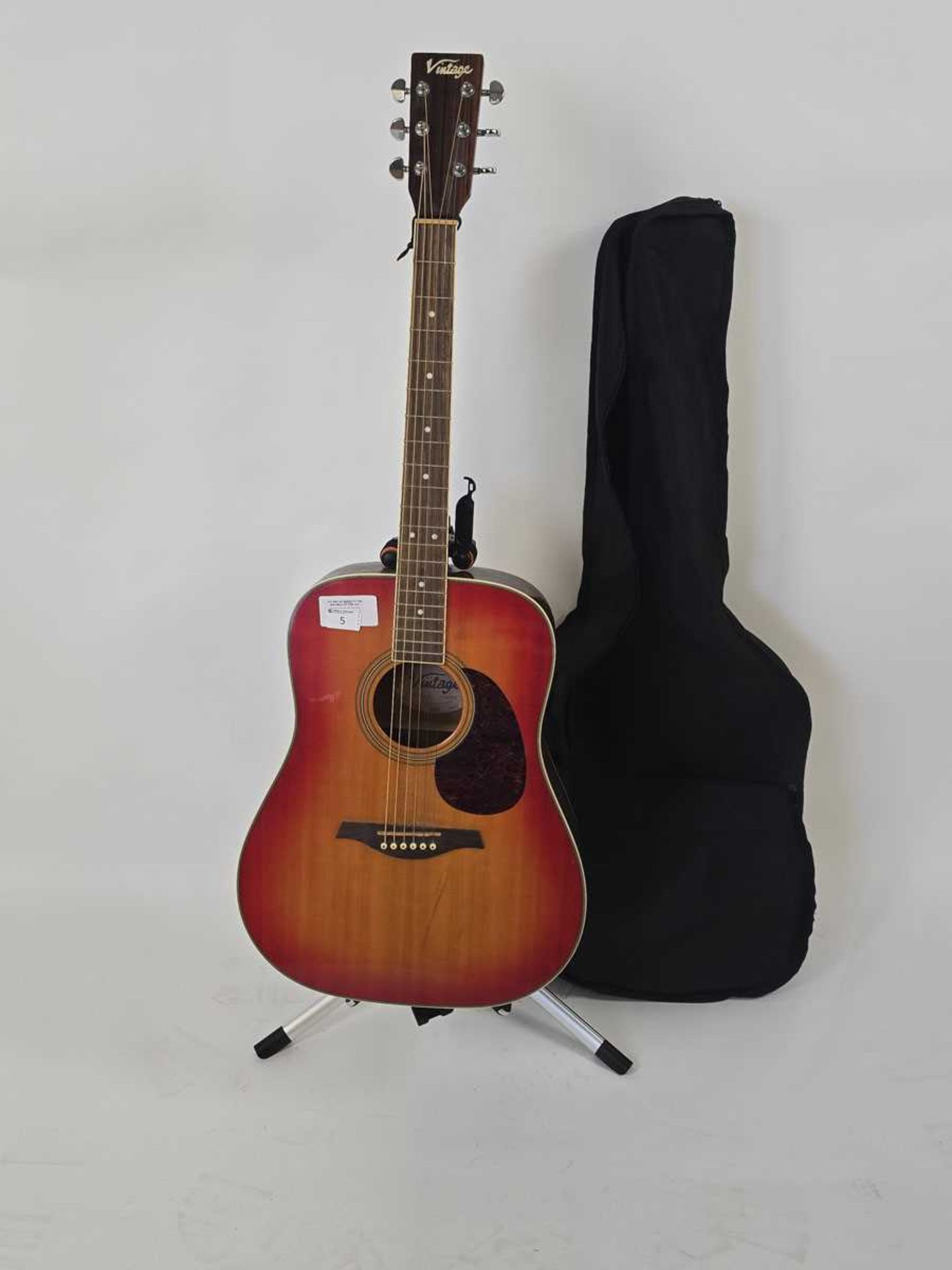 +VAT A Vintage model V400 CSB acoustic guitar in cherry sunburst with soft carry case Serial