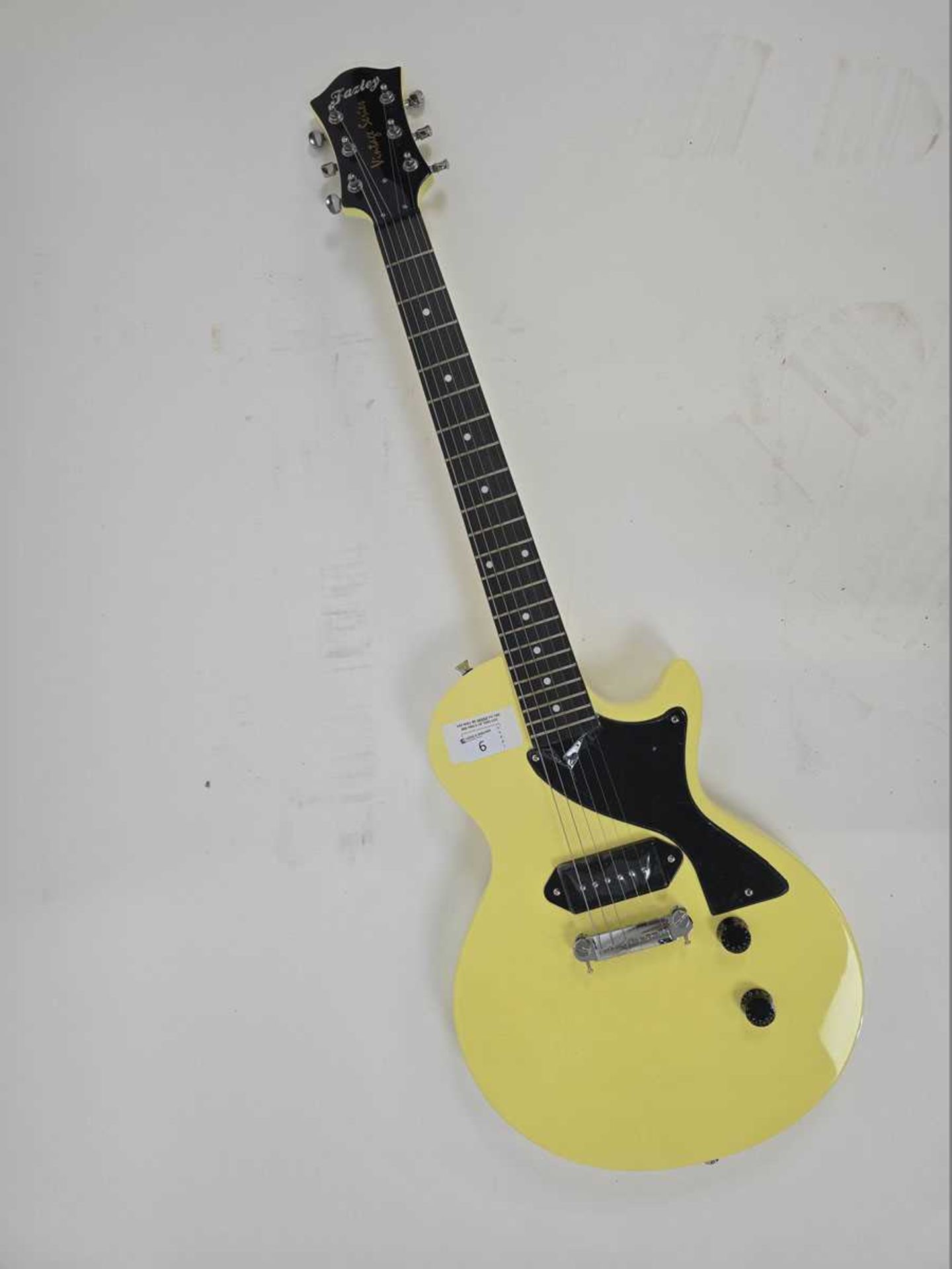 +VAT A Fazley vintage series model FSC318IV electric guitar in yellow Serial no. 240060.