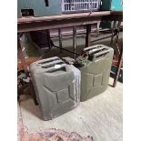 Two green metal jerry cans