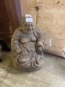 A composite stone garden buddha ornament
