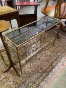 A bamboo effect gilt metal framed console table