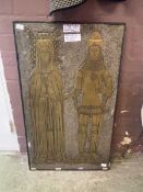 A facsimile for brass rubbing depicting Sir Edward Cerne and wife (1393)