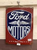 An enamelled metalwork sign 'Ford Motors Since 1903'