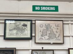 A framed and glazed Thomas Sharp map of Coventry along with a framed and glazed map print of the