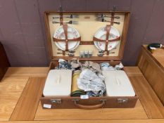 A Sirram tan leather cased picnic set