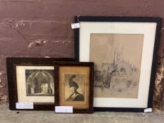Three framed and glazed etchings/engravings