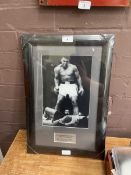 A framed and glazed photographic print of Muhammed Ali versus Sonny Liston 'Image of the Century'
