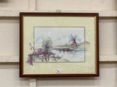 A framed and glazed Glenda Rae print depicting lake scene