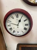 A George VI wall clock, the single fusee movement dated 1936 with an anchor escapement, within a