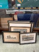 Seven small framed prints