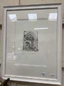 A framed and glazed limited edition print depicting Warwick Castle gateway (8 of 20) signed im