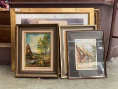 A selection of framed, some glazed artworks
