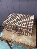 Wicker picnic basket and contents