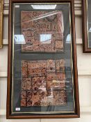Two framed and glazed displays of northern Indian textiles