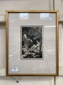 A gilt framed and glazed engraving of lady and gent
