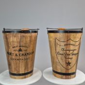 PAIR OF WOODEN CHAMPAGNE BUCKETS.