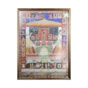 19TH CENTURY INDIAN SCHOOL. TEMPLE SCENE WITH FIGURES.