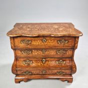 MID 18TH CENTURY DUTCH WALNUT AND MARQUETRY BOMBE CHEST.