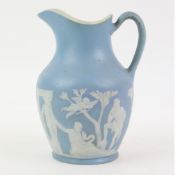 WEDGWOOD LIGHT BLUE JASPERWARE JUG.
