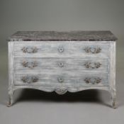 19TH CENTURY FRENCH PAINTED AND SILVERED METAL MOUNTED COMMODE.