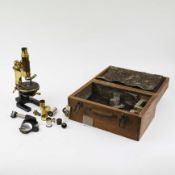 A 19TH CENTURY CARL ZEISS CASED MICROSCOPE.