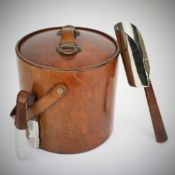 RALPH LAUREN STYLE STITCHED LEATHER ICE BUCKET (3).