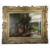 19TH CENTURY SCHOOL. FEEDING THE DUCKS.