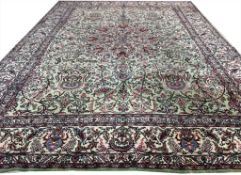 SIGNED ANTIQUE PERSIAN TABRIZ CARPET.