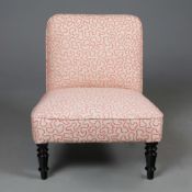 19TH CENTURY EBONISED SLIPPER CHAIR.
