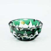 A VAL ST LAMBERT CUT CRYSTAL ASHTRAY.