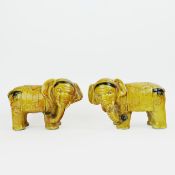 CERAMIC SCULPTURAL ELEPHANTS, A PAIR.