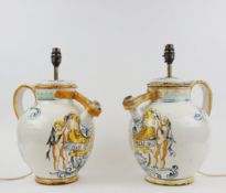 ITALIAN MAJOLICA APOTHECARY JAR TABLE LAMPS (2).