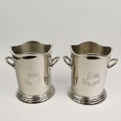 PAIR OF POLISHED METAL WINE COOLERS.