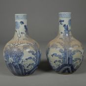 CHINESE STYLE BOTTLE VASES, A PAIR.