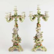 A PAIR OF LATE 19TH CENTURY DRESDEN CANDLESTICKS (2).