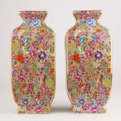 FLORAL CERAMIC VASES, A PAIR.
