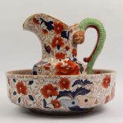 IRONSTONE STYLE CERAMIC JUG AND BOWL.