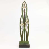 IRIS PAINTED WOODEN FRETWORK DOORSTOP.