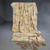 CURTAINS, A PAIR, FLORAL.