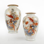 KUTANI STYLE CERAMIC VASES, A PAIR.