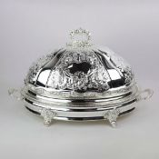 EMBOSSED METAL MEAT TRAY AND COVER.