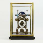 A MOON DIAL GRASSHOPPER SKELETON CLOCK.