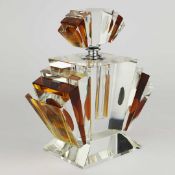 ART DECO STYLE AMBER GLASS SCENT BOTTLE.