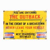 VINTAGE STYLE ENAMEL OUTBACK SIGN.