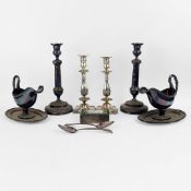 A PAIR OF BALAINE OF PARIS 19TH CENTURY EMPIRE STYLE CANDLESTICKS. (9).