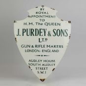 VINTAGE STYLE ENAMEL J. PURDEY & SONS SIGN.