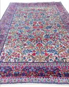ANTIQUE PERSIAN KERMAN LAVER CARPET.