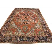 ANTIQUE PERSIAN HERIZ CARPET.