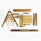 COLLECTIONS OF HAND MADE WOOD MEASURING INSTRUMENTS. (16).